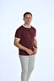 Eco Striped Zippered T-Shirt Claret Red