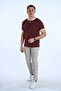 Eco Striped Zippered T-Shirt Claret Red - 6