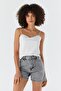 High Waist Denim Shorts Anthracite - 2