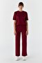 Modal Fabric Striped Tracksuit Claret Red - 2