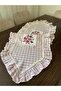 حذاء مكشكش مطرز باللون الوردي من Gingham Cross-Stitch (يختلف التطريز/يتم حساب المقاس المخصص) - 3
