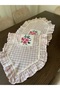 حذاء مكشكش مطرز باللون الوردي من Gingham Cross-Stitch (يختلف التطريز/يتم حساب المقاس المخصص)