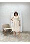 Cream V-Neck Muslin Dress - 7