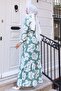 Floral Patterned Hijab Dress Mint Green 4907 - 5