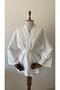 Striped White Striped Design Belted Kimono