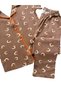 Girls' 100% Cotton Brown Chick Heart Pattern Shirt Collar Short Sleeve Seasonal Pajamas Set - 4