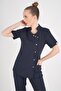 Aylu Model Soft Lycra Navy Blue Doctor Nurse Hospital Scrubs Uniform Set - 5