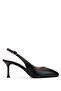 Women's Genuine Leather Black Leather Heeled Shoes