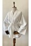 Striped White Striped Design Belted Kimono - 4
