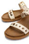 Women's Genuine Leather Beige Flat Slippers - 4