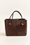 Brown Hand and Shoulder Bag with Lace Detail