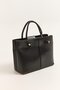 Black Hand and Shoulder Bag with Lace Detail Stitching - 2