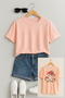 Girls' Crew Neck Short Sleeve Back Printed T-Shirt - 3