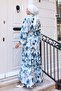 Patterned Hijab Dress Navy Blue 561 - 5