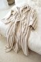 In Lines Yarn Dyed 100% Cotton Women's Bathrobe Mocha - 3