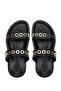 Women's Genuine Leather Black Flat Slippers - 5