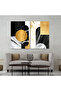 Modern Design Double Panel Canvas Painting with Hollow Silver Frame
