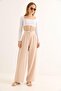 Wide Leg Belt Garnished Palazzo Trousers Mink - 5