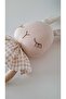 Rabbit Teether Handmade, Beige & Beige Gingham Color 100% Cotton Fabric, 100% Natural Wood - 4