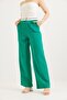 Wide Leg Trousers with Stripe at the Waist Green - 4