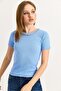 Crew Neck Chain Detailed Camisole Blouse Blue - 2
