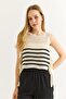 Black and White Knitwear Vest with Side Ties - 5