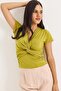 Double Breasted Collar Cross Tie Detailed Blouse Green - 3