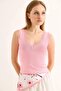 Lace Detailed Sleeveless Ball Blouse Pink - 2