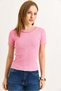 Crew Neck Chain Detailed Camisole Blouse Pink - 2
