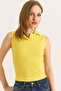 Shirt Collar Zero Sleeve Camisole Blouse Yellow - 2