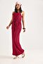 Women's Jumpsuit with Strap Belt and Pockets Claret Red - 3