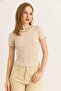 Crew Neck Chain Detailed Camisole Blouse Mink - 4