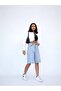 Women's Midi Length Ice Blue Lycra Denim Shorts - 6