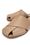 Women's Genuine Leather Beige Heeled Slippers - 3