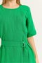 Pocket Belt Detailed Slit Woven Linen Dress Green - 5