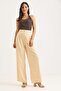 High Waist Wide Leg Trousers Beige