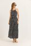 Halter Neckline Waist Belted Polka Dot Black Dress
