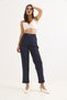 Elastic Waist Layered Leg Women's Trousers Navy Blue