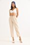 Elastic Waist Short Leg Double Crepe Trousers Cream