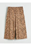 Beige Elastic Waist Patterned Women's Capri - 5