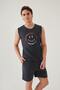 Men's Cotton Zero Sleeve Print Detailed Shorts Pajamas Set
