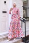 Patterned Hijab Dress Fuchsia 569 - 4