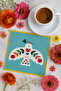 Pack of 2 Digital Printed Cocktail Napkins with Embroidery Detail Ds2