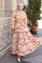 Patterned Hijab Dress Yellow 572 - 4