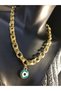316 L Steel Stylish Design Eye Bead Detailed Yellow Color Necklace - 2