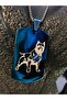 Men's Model Necklace with Steel Plate Blue Color Pitbull or a Different Figure - 3