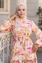 Patterned Hijab Dress Yellow 572 - 2