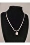 Silver Color Baguette Necklace, Stainless Steel Necklace