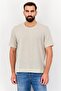 Men Crew Neck Short Sleeve Textured Knit T-Shirt, Beige