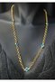 Eye Beaded Gold Design V Appearance Sweetheart, 316 L Rope Stainless Necklace for Mother, Wife, Friend